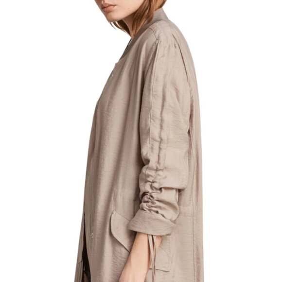 All Saints Ellis Parka Jacket L Lightweight, Neutral, Quiet Luxury, Elio Bomber - Picture 2 of 12